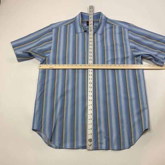 Tommy Bahama Shirt Mens L Large Blue Silk Striped Short Sleeve Hawaiian Camp - Picture 5 of 10